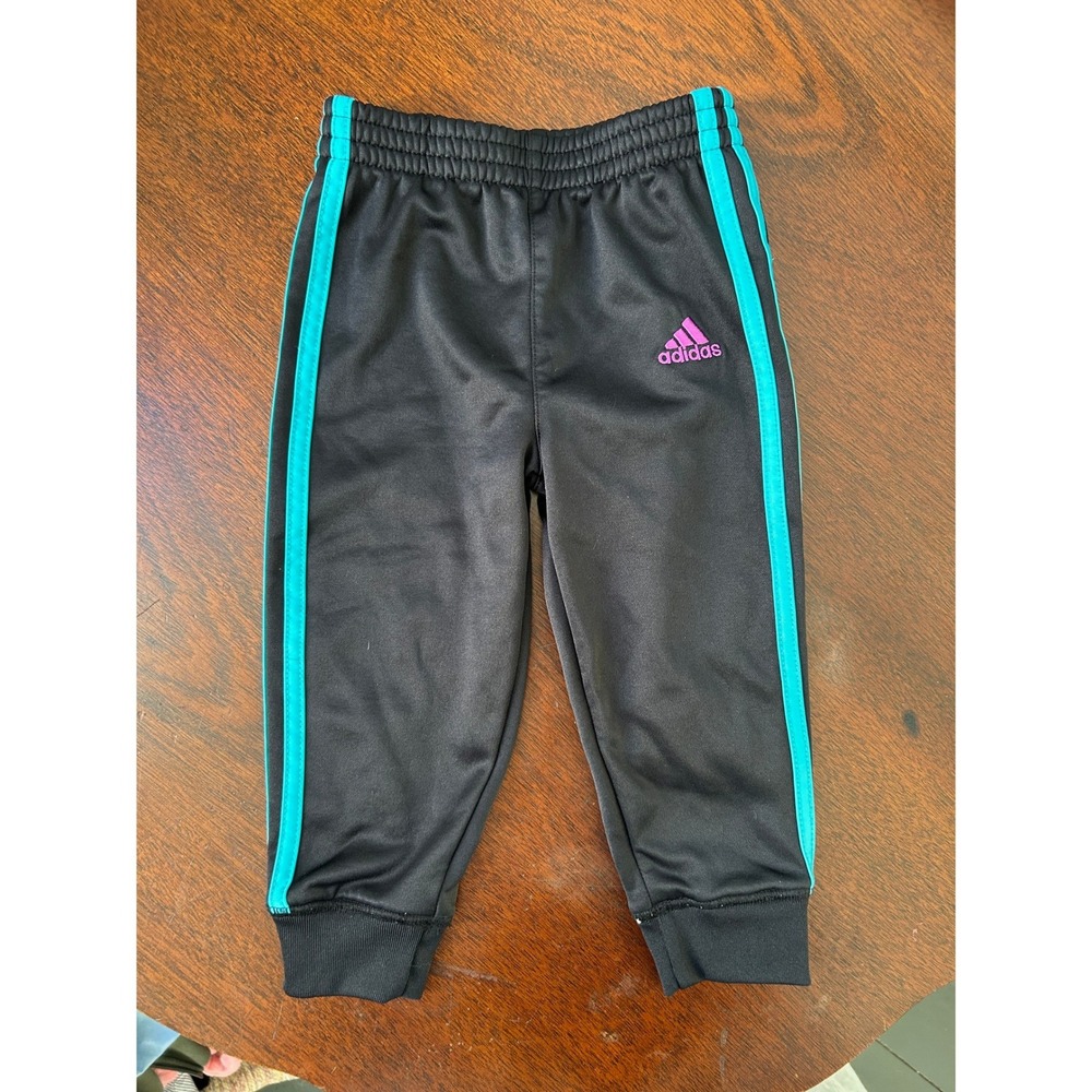 Adidas Toddler 2T Track Pants Black Teal Purple AG4083 Joggers Kids
